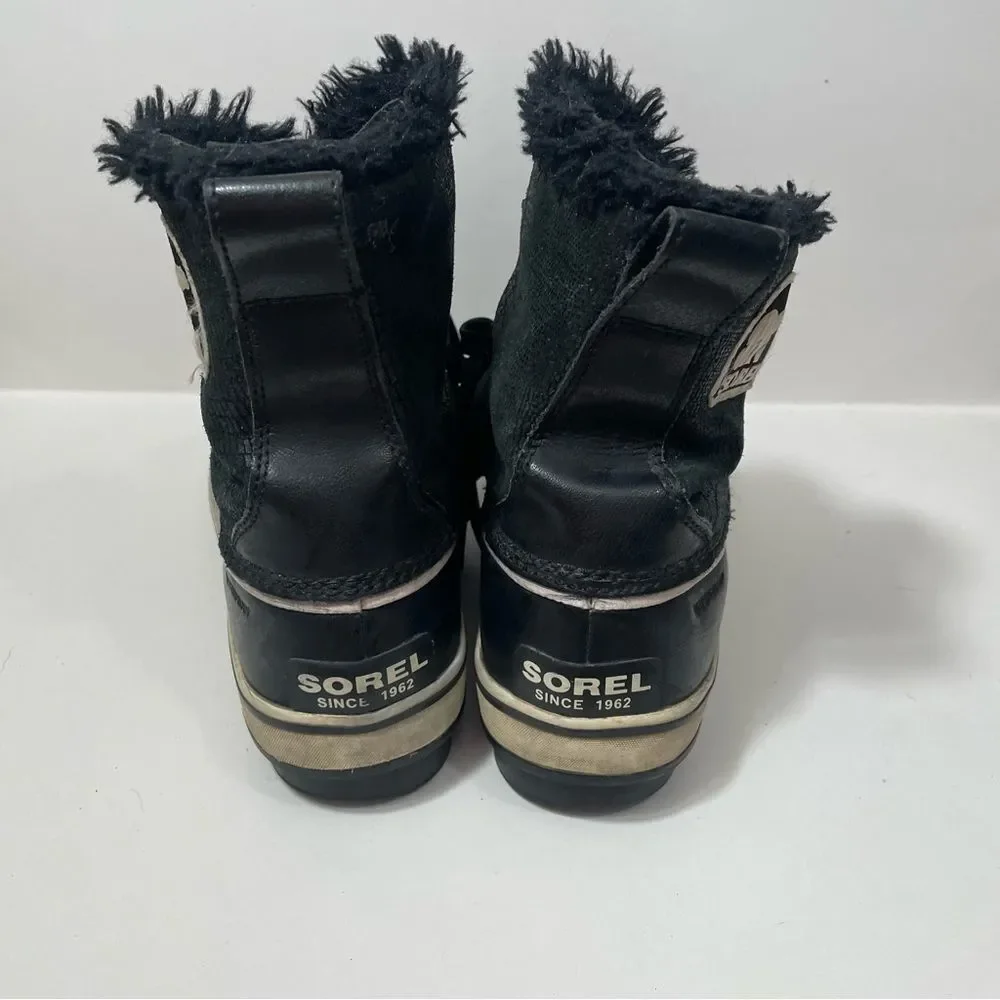 Sorel Black Fur Lined Ankle Winter Boots